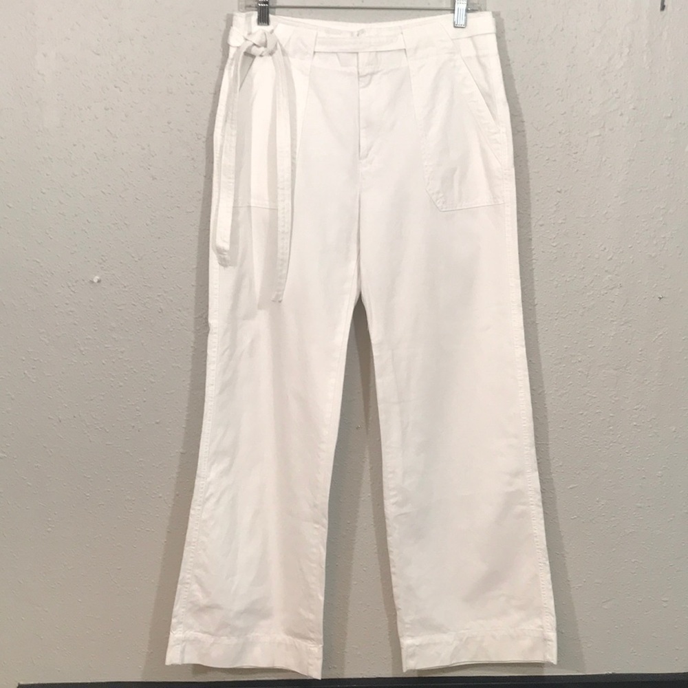GAP‎ Wide Leg White Cotton Flat Front Casual Pants     size 4